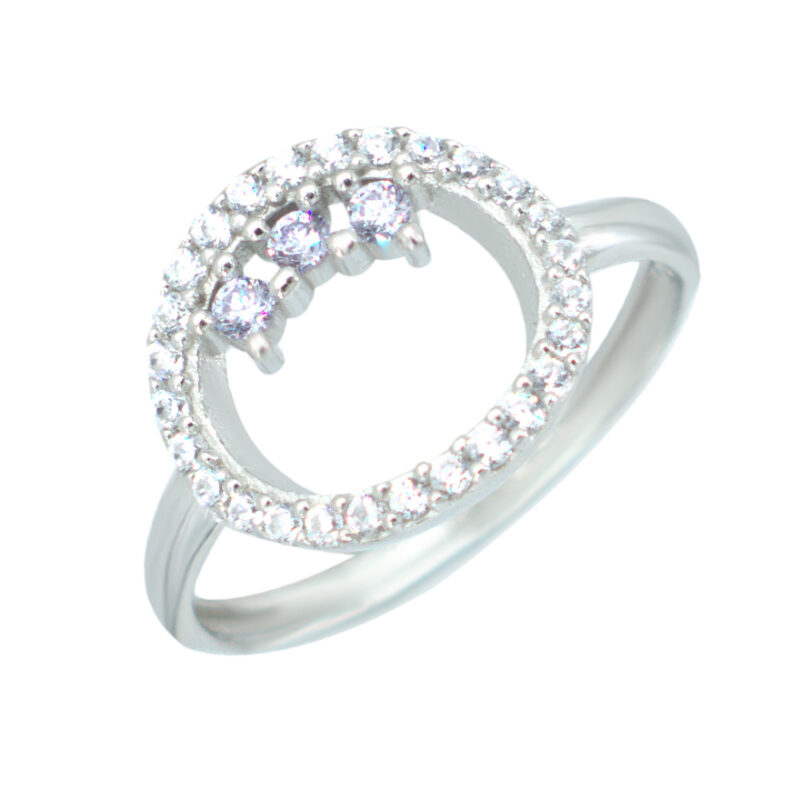 Inel din Argint cu Zirconiu Alb si Mov